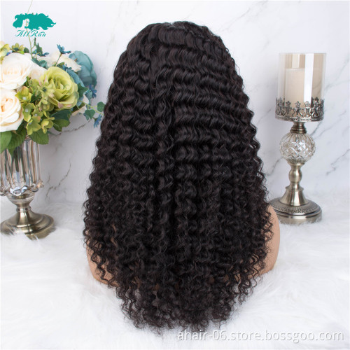 Wholesale Unprocessed 180% Density 100% Virgin Brazilian Human Hair Deep Wave Lace Front Wigs For Black Woman YouTube Hot Wig